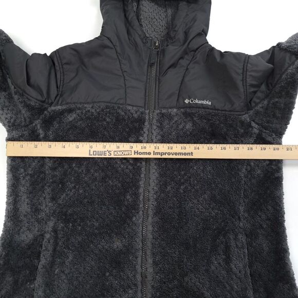 COLUMBIA Fireside Sherpa Hoodie Warm Tech Zip Jacket in Gray Medium Gorpcore - Picture 3 of 8